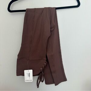 Year of Ours Brown Football Ribbed Leggings Large NWT